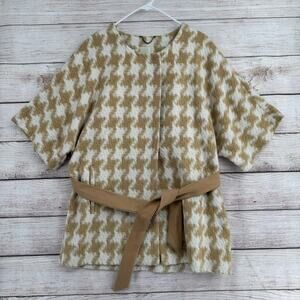 Elvenses Anthropologie Houndstooth Sweater Jacket Womens XS/S White Beige